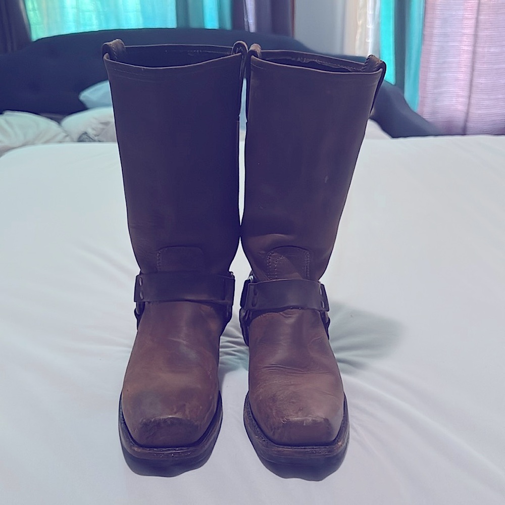 USA MADE Frye Boots Leather Brown 8 Motorcycle Western Rodeo Cowboy